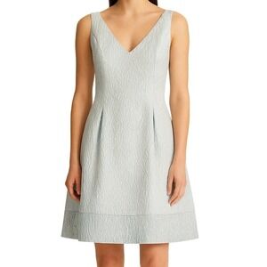 LAUREN RALPH LAUREN Metallic Jacquard Sleeveless Fit &‎ Flare Dress Silver 16